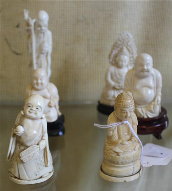 Chinese figure of Shou Lao and 5 other figures